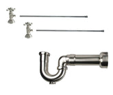 Lavatory Supply Kit - Brass Deluxe Cross Handle with 1/4 Turn Ceramic Disc Cartridge Valve (MT4004X-NL) - Angle, Massachusetts P-Trap